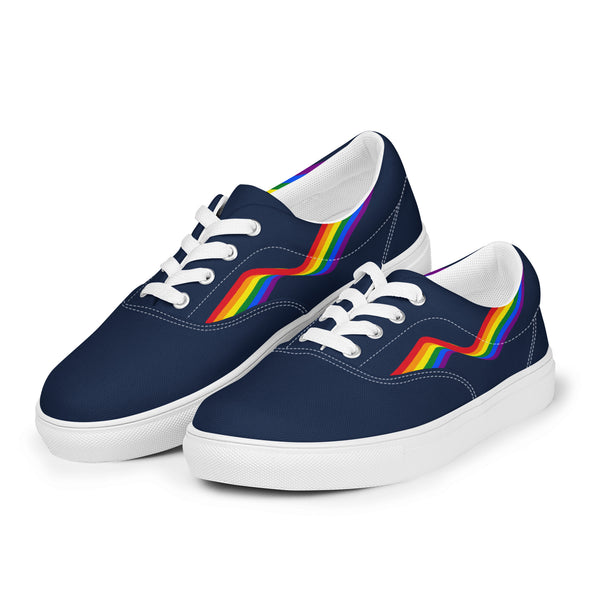 Original Gay Pride Colors Navy Lace-up Shoes - Men Sizes