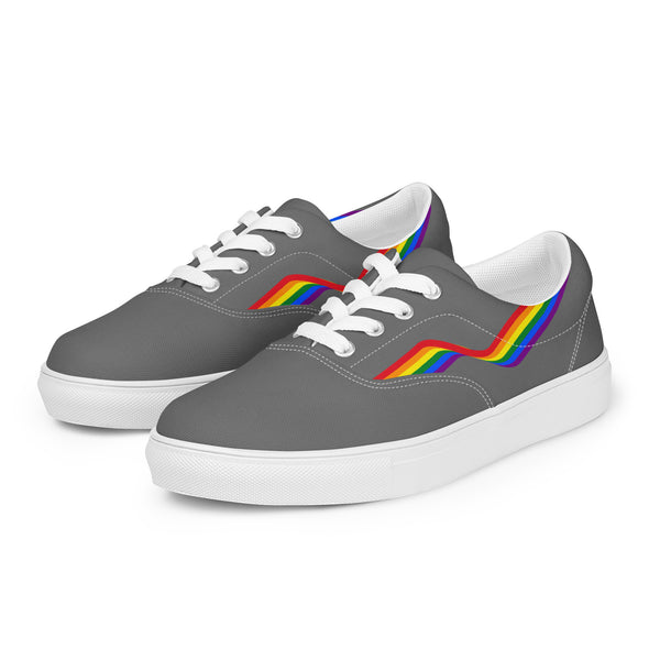 Original Gay Pride Colors Gray Lace-up Shoes - Women Sizes