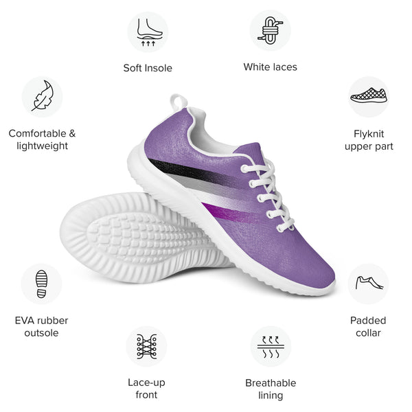 Asexual Pride Colors Modern Purple Athletic Shoes - Men Sizes