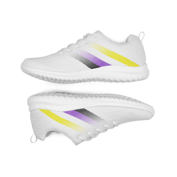 Non-Binary Pride Colors Modern White Athletic Shoes - Men Sizes