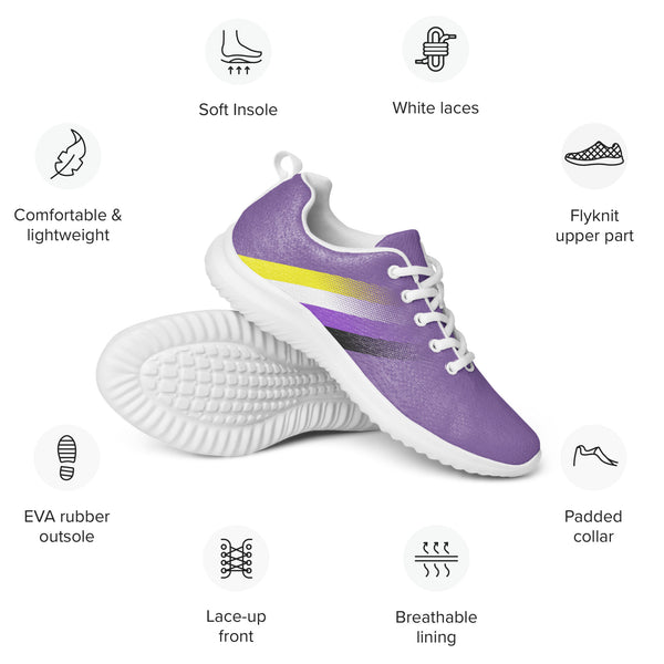 Non-Binary Pride Colors Modern Purple Athletic Shoes - Men Sizes
