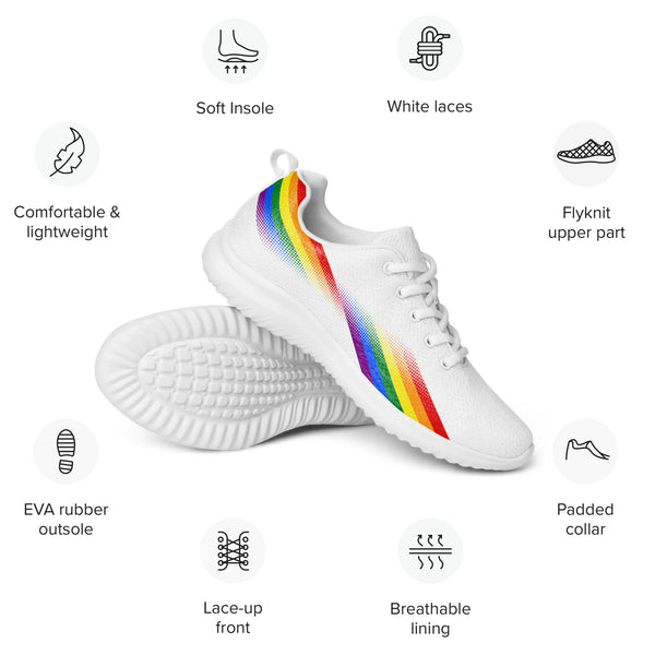 Modern Gay Pride White Athletic Shoes - Men Sizes