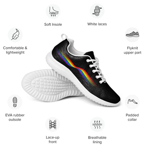 Original Gay Pride Colors Black Athletic Shoes - Men Sizes