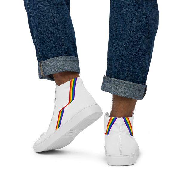 Original Gay Pride Colors White High Top Shoes - Men Sizes