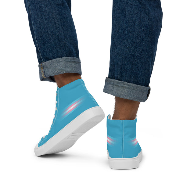 Casual Transgender Pride Colors Blue High Top Shoes - Men Sizes