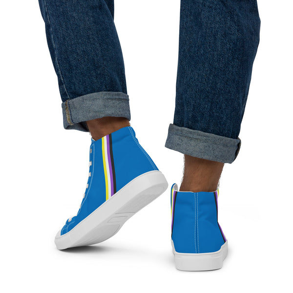 Classic Non-Binary Pride Colors Blue High Top Shoes - Men Sizes