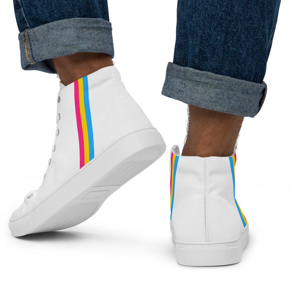 Classic Pansexual Pride Colors White High Top Shoes - Men Sizes