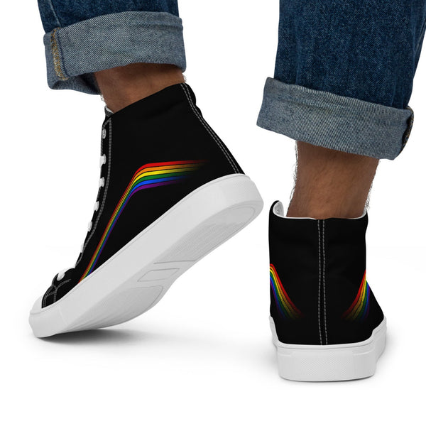 Trendy Gay Pride Colors Black High Top Shoes - Men Sizes