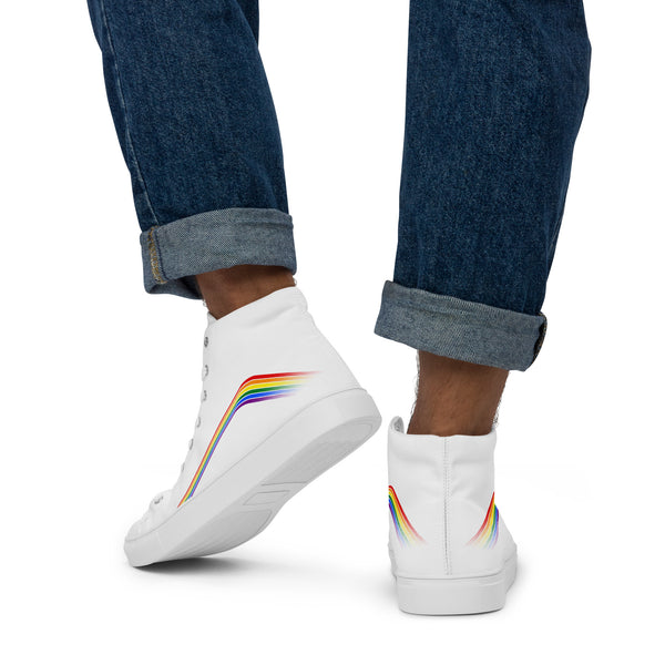 Trendy Gay Pride Colors White High Top Shoes - Men Sizes