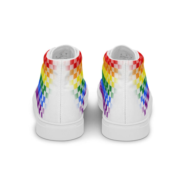 Gay Pride Rainbow Checkers High Top Shoes