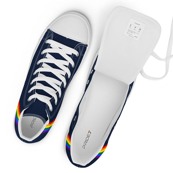 Classic Gay Pride Colors Navy High Top Shoes - Men Sizes