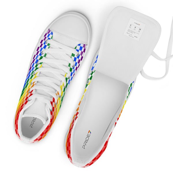 Gay Pride Rainbow Checkers High Top Shoes