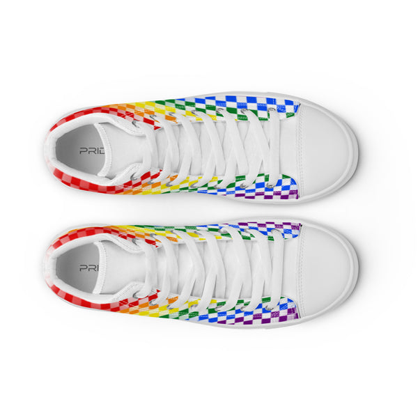 Gay Pride Rainbow Checkers High Top Shoes