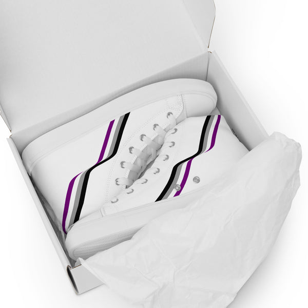 Original Asexual Pride Colors White High Top Shoes - Men Sizes