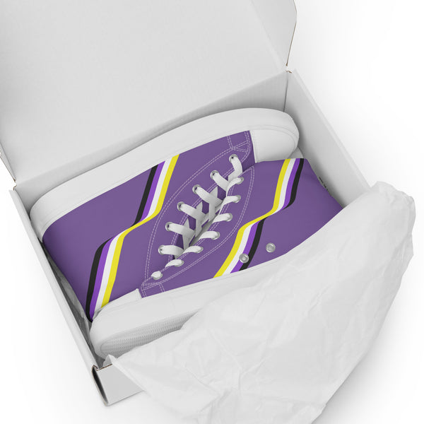 Original Non-Binary Pride Colors Purple High Top Shoes - Men Sizes
