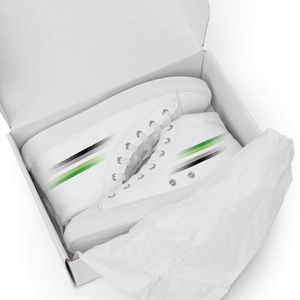 Casual Aromantic Pride Colors White High Top Shoes - Men Sizes