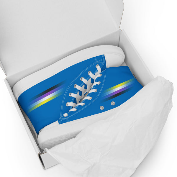 Casual Non-Binary Pride Colors Blue High Top Shoes - Men Sizes