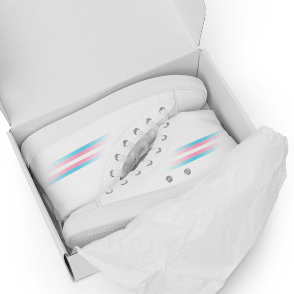 Casual Transgender Pride Colors White High Top Shoes - Men Sizes