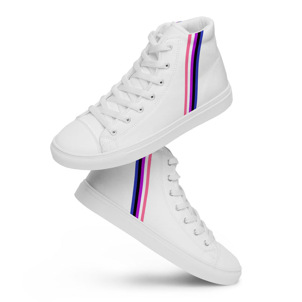 Classic Genderfluid Pride Colors White High Top Shoes - Men Sizes