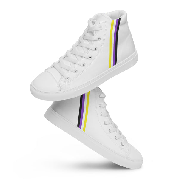 Classic Non-Binary Pride Colors White High Top Shoes - Men Sizes