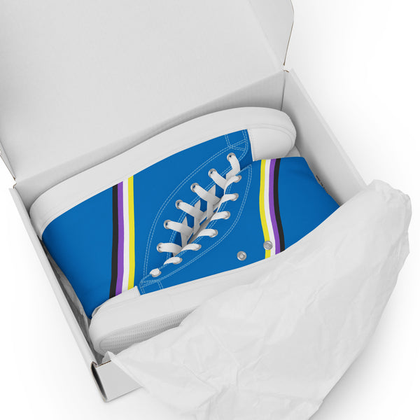 Classic Non-Binary Pride Colors Blue High Top Shoes - Men Sizes