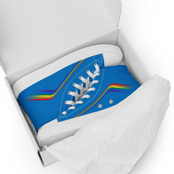 Trendy Gay Pride Colors Blue High Top Shoes - Men Sizes