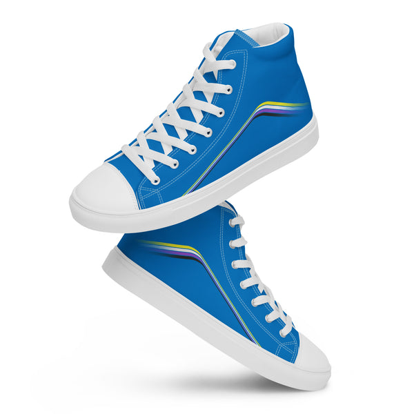 Trendy Non-Binary Pride Colors Blue High Top Shoes - Men Sizes