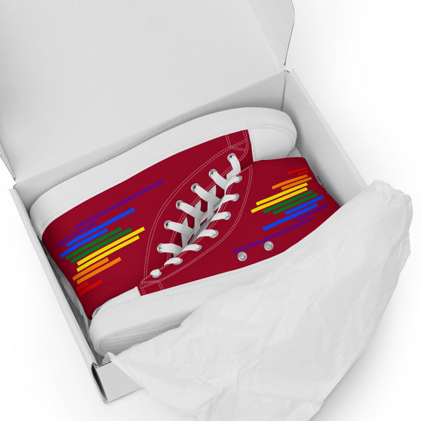 Modern Gay Pride Colors Red High Top Shoes - Men Sizes