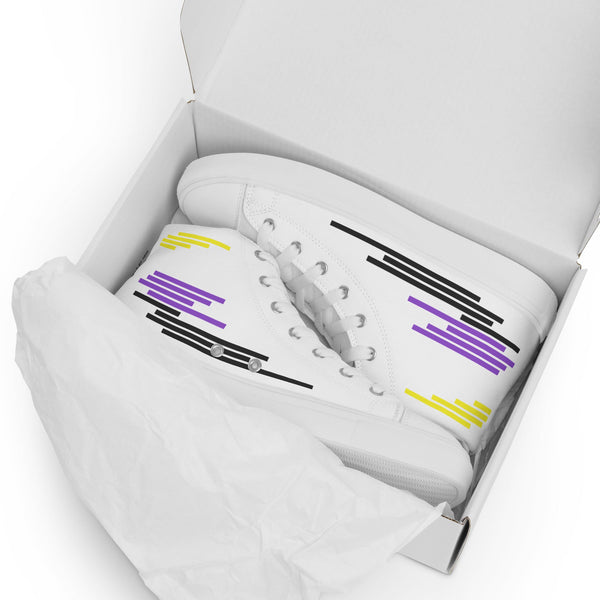 Modern Non-Binary Pride Colors White High Top Shoes - Men Sizes