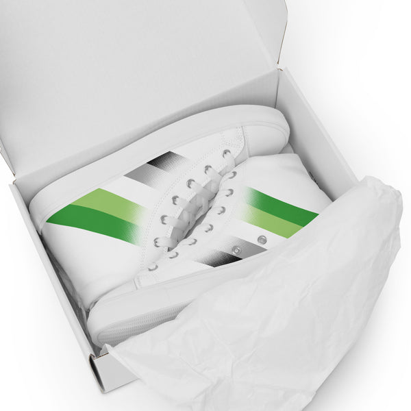 Aromantic Pride Colors Modern White High Top Shoes - Men Sizes