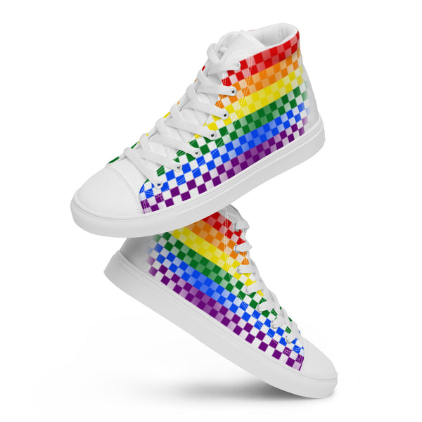 Gay Pride Rainbow Checkers High Top Shoes