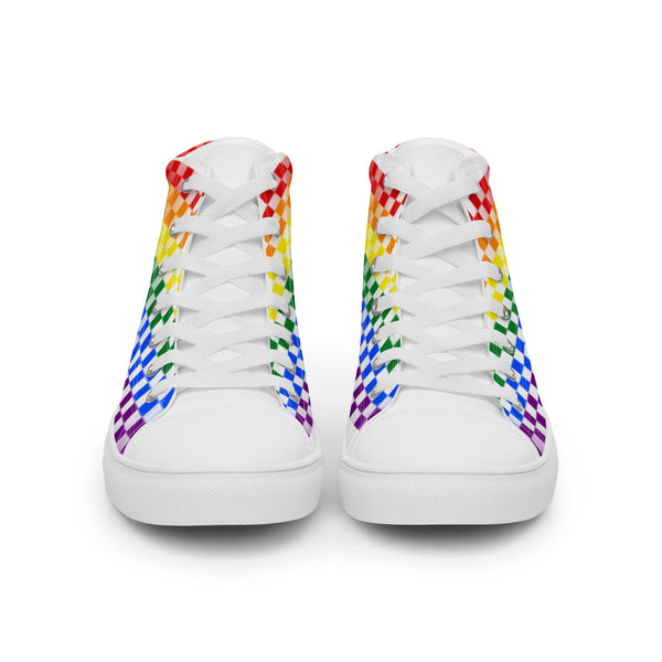 Gay Pride Rainbow Checkers High Top Shoes