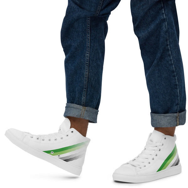 Aromantic Pride Colors Original White High Top Shoes - Men Sizes