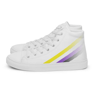 Men’s White High Tops with Non-Binary Pride Graphics PRIDE7®