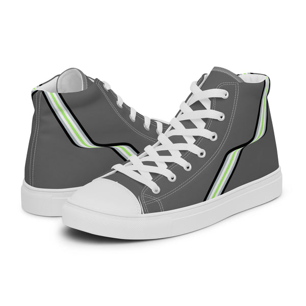 Original Agender Pride Colors Gray High Top Shoes - Men Sizes