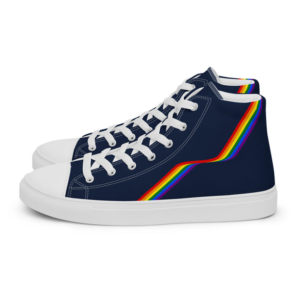 Original Gay Pride Colors Navy High Top Shoes - Men Sizes