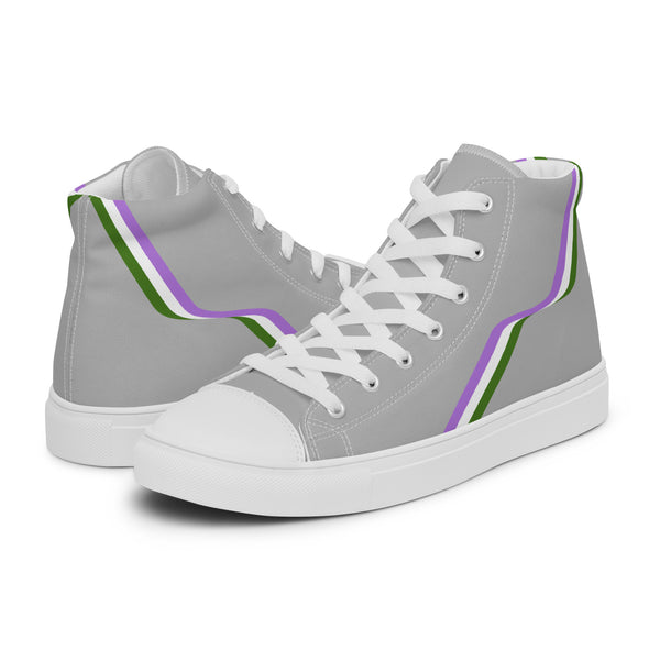 Original Genderqueer Pride Colors Gray High Top Shoes - Men Sizes
