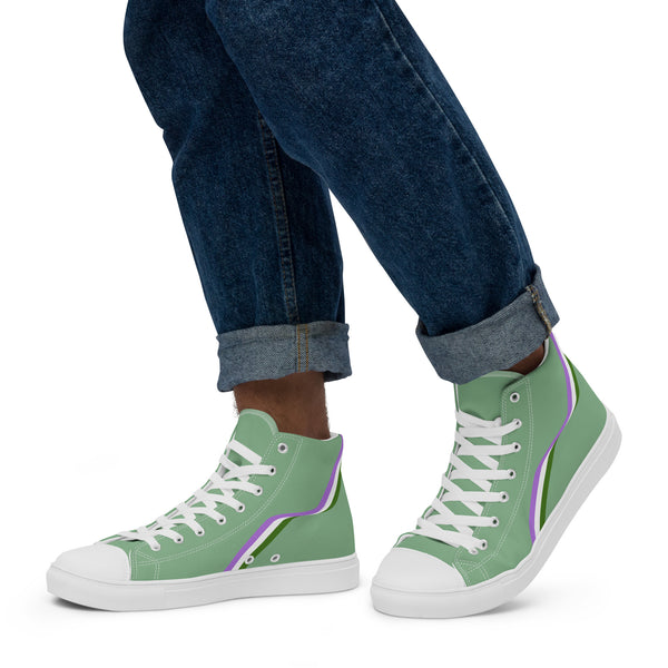 Original Genderqueer Pride Colors Green High Top Shoes - Men Sizes