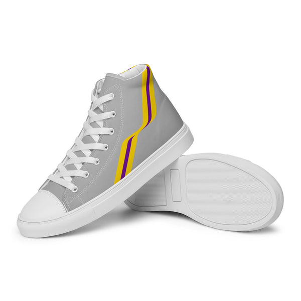 Original Intersex Pride Colors Gray High Top Shoes - Men Sizes