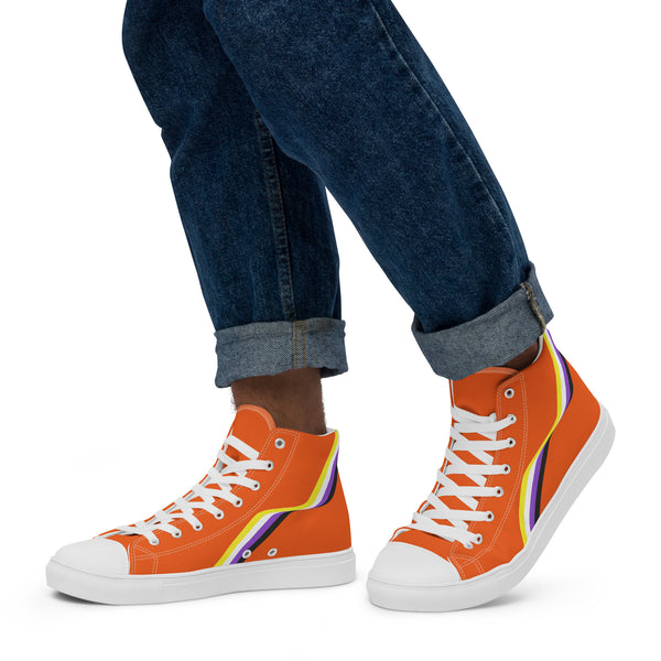 Original Non-Binary Pride Colors Orange High Top Shoes - Men Sizes