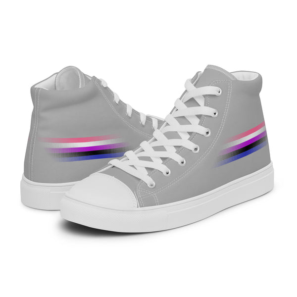 Casual Genderfluid Pride Colors Gray High Top Shoes - Men Sizes