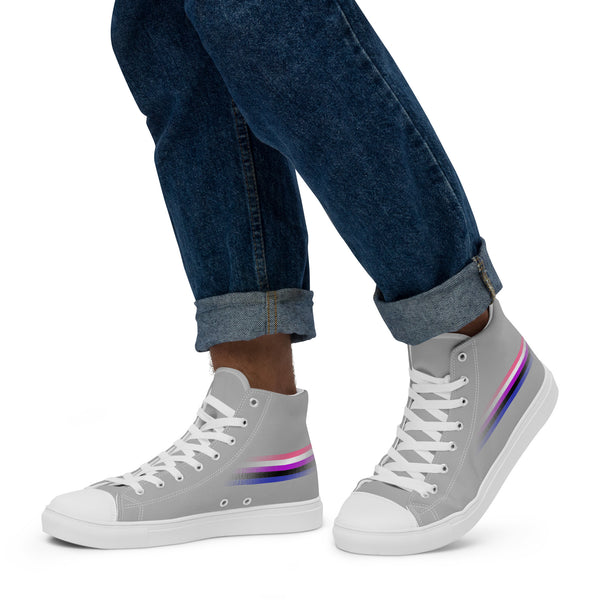 Casual Genderfluid Pride Colors Gray High Top Shoes - Men Sizes