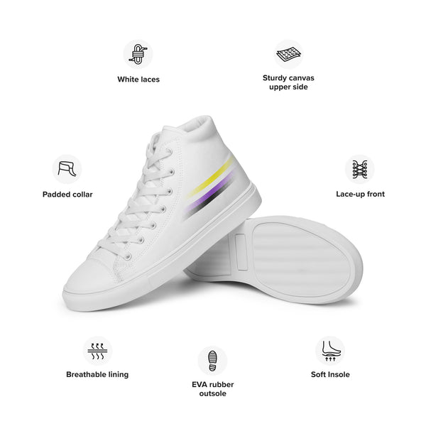 Casual Non-Binary Pride Colors White High Top Shoes - Men Sizes