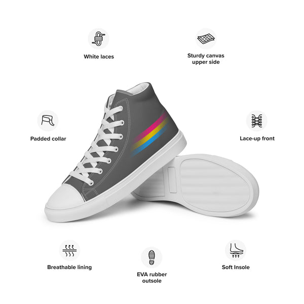 Casual Pansexual Pride Colors Gray High Top Shoes - Men Sizes