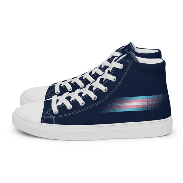 Casual Transgender Pride Colors Navy High Top Shoes - Men Sizes
