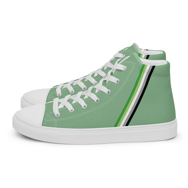 Classic Aromantic Pride Colors Green High Top Shoes - Men Sizes
