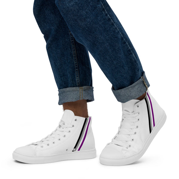 Classic Asexual Pride Colors White High Top Shoes - Men Sizes