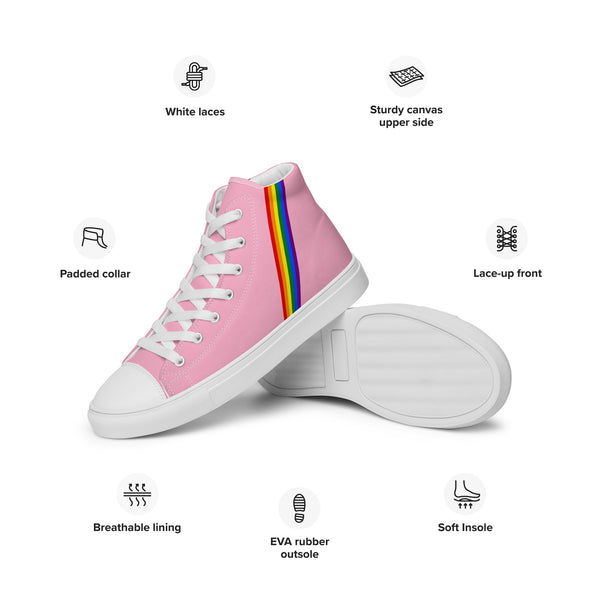 Classic Gay Pride Colors Pink High Top Shoes - Men Sizes