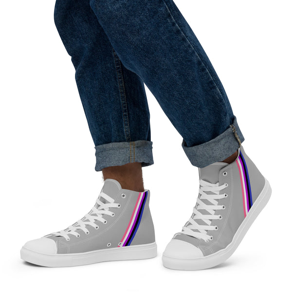 Classic Genderfluid Pride Colors Gray High Top Shoes - Men Sizes