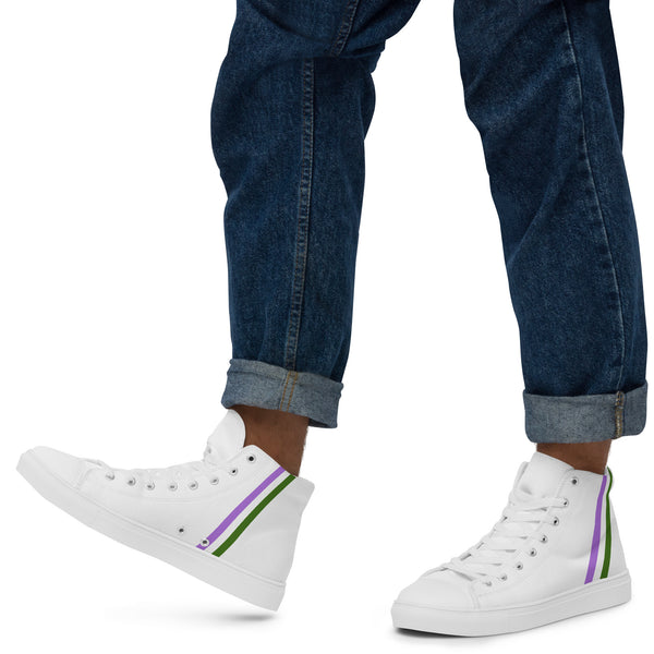 Classic Genderqueer Pride Colors White High Top Shoes - Men Sizes